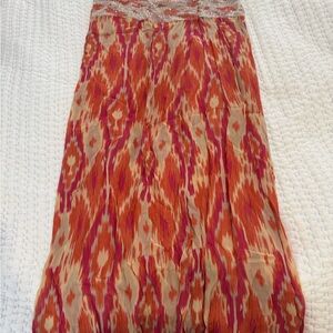 Alberta Ferretti Orange and Pink Patterned Skirt